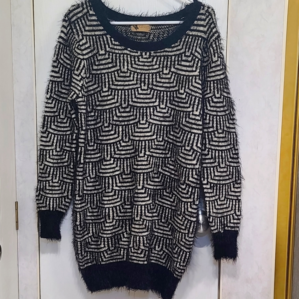 Katsumi Black and White Sweater Dress